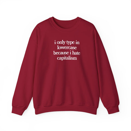 i only type in lowercase because i hate capitalism