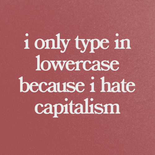 i only type in lowercase because i hate capitalism